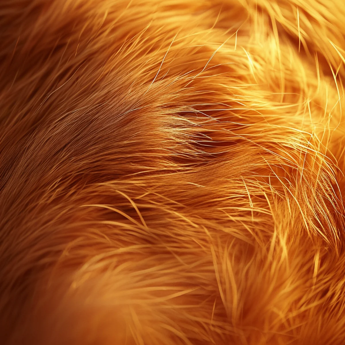 Texture douce du pelage d'un chat sous une lumière dorée