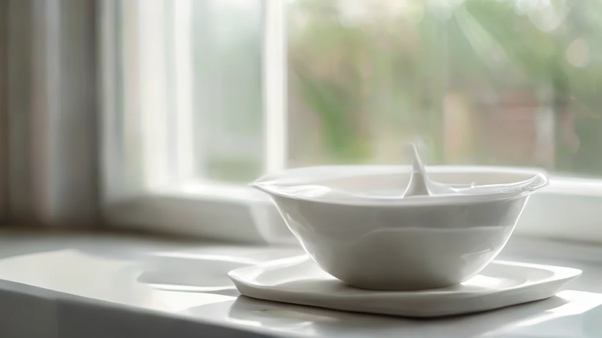 A pet basin with a handle and a spout for pet water dispensing.